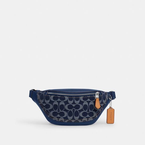 NWT Coach Outlet Warren Mini Belt Bag In Signature Denim - Picture 1 of 6